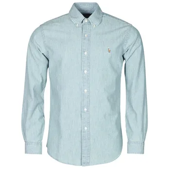 Overhemd Lange Mouw Polo Ralph Lauren CHEMISE AJUSTEE EN CHAMBRAY DENIM COL BOUTONNE LOGO PONY PLAYER